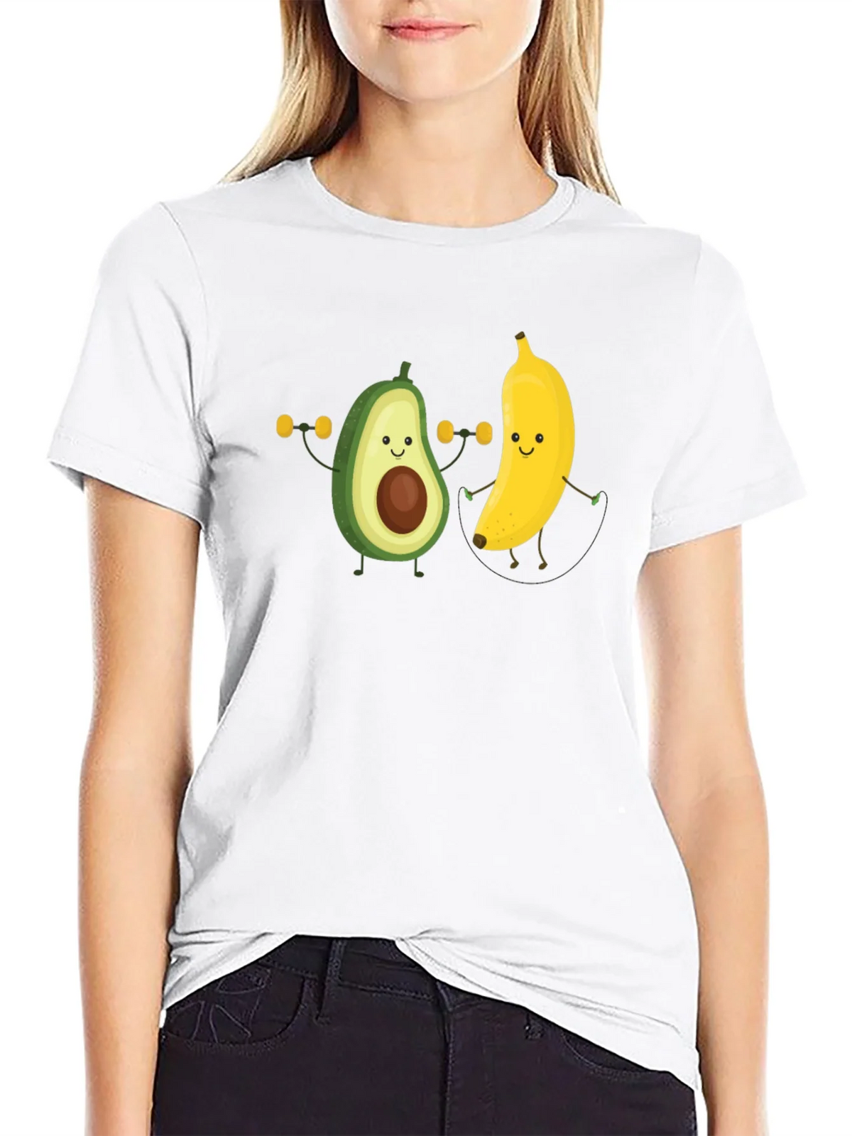 Funny Avocado Banana Workout Black T-Shirt product image 8