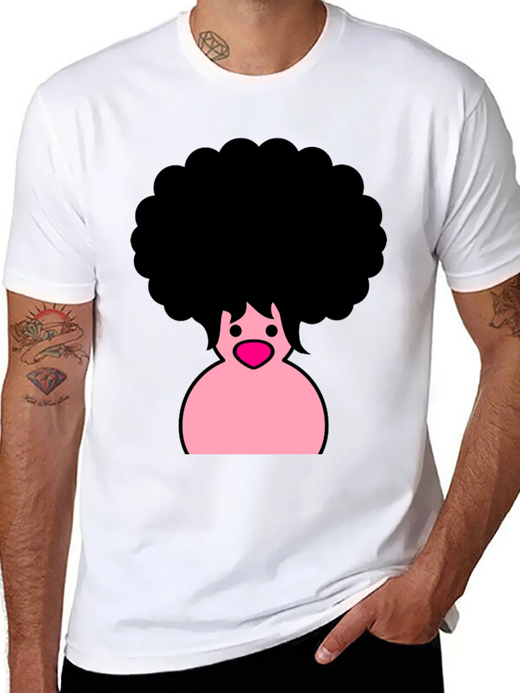 Afro Cartoon Graphic Black T-Shirt product image 3