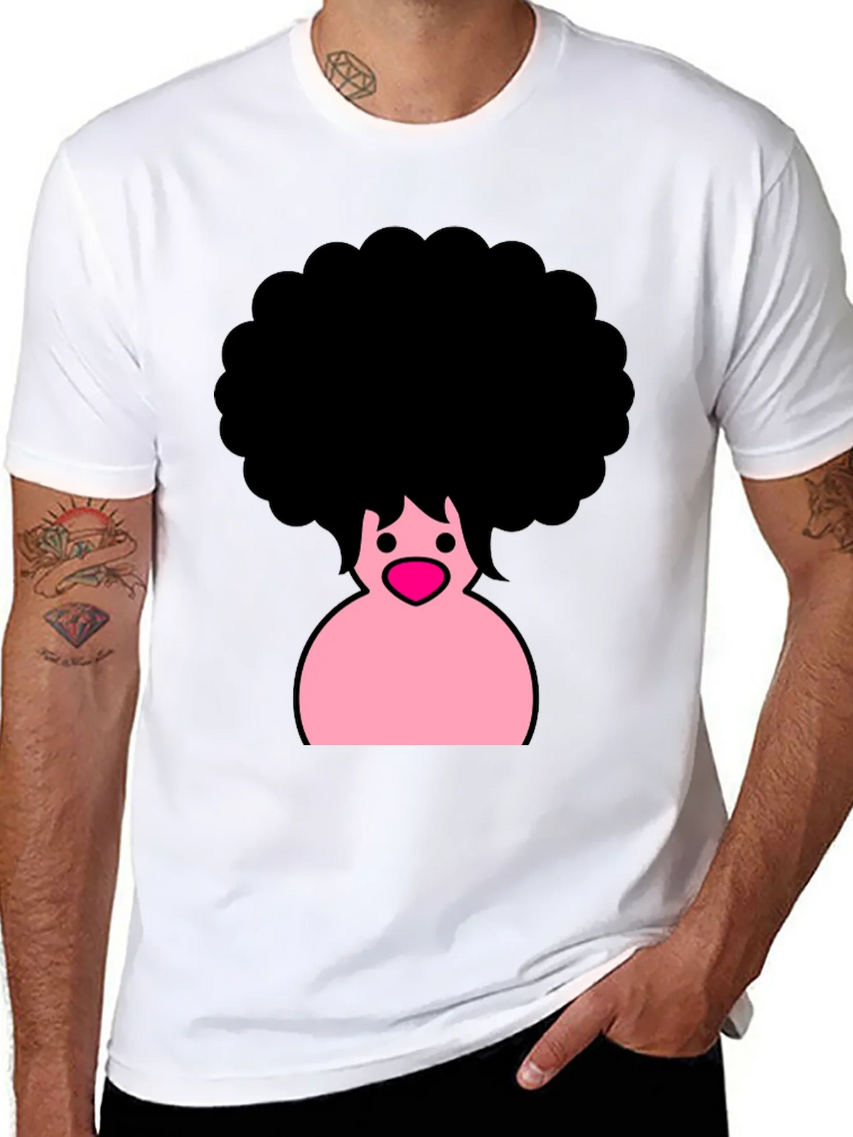 Afro Cartoon Graphic Black T-Shirt product image 3