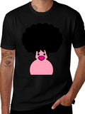 Afro Cartoon Graphic Black T-Shirt product image 1