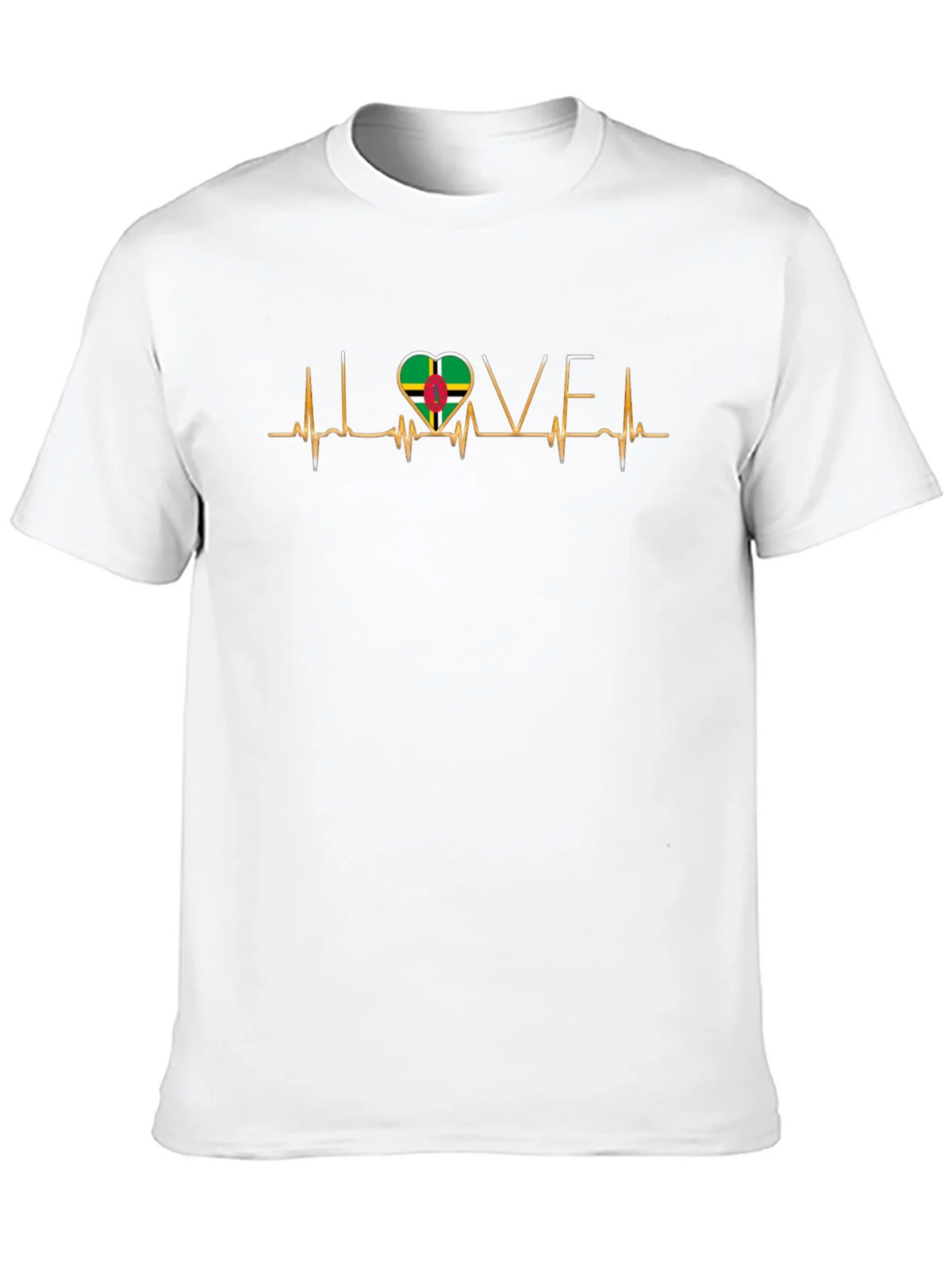 I Love Dominica T-Shirt Flag Heartbeat Tee product image 9