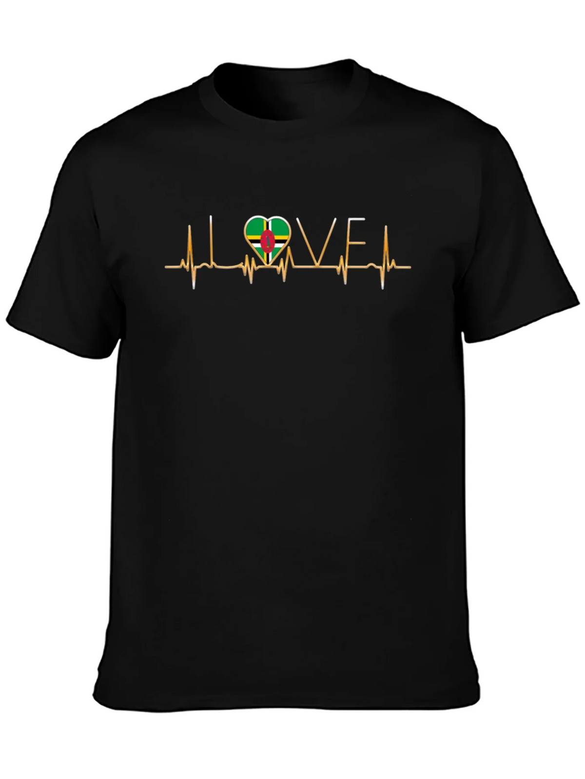 I Love Dominica T-Shirt Flag Heartbeat Tee product image 3