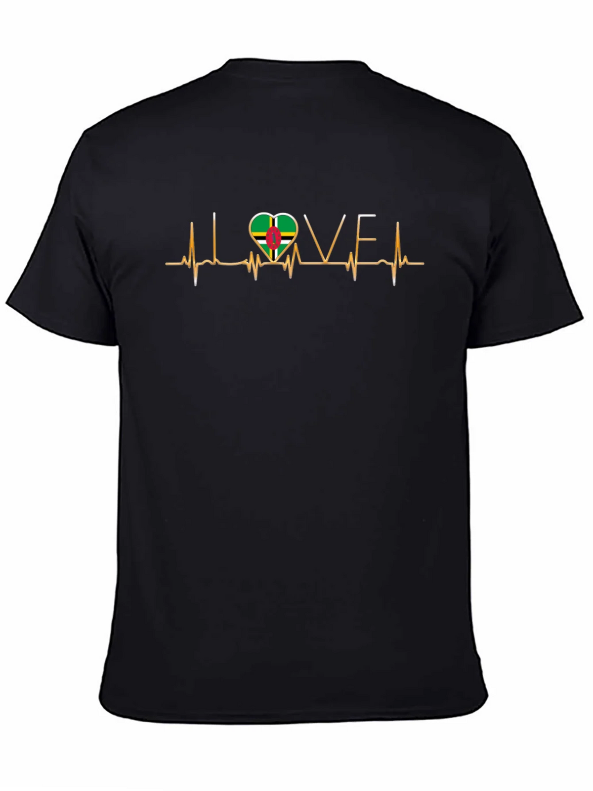 I Love Dominica T-Shirt Flag Heartbeat Tee product image 4