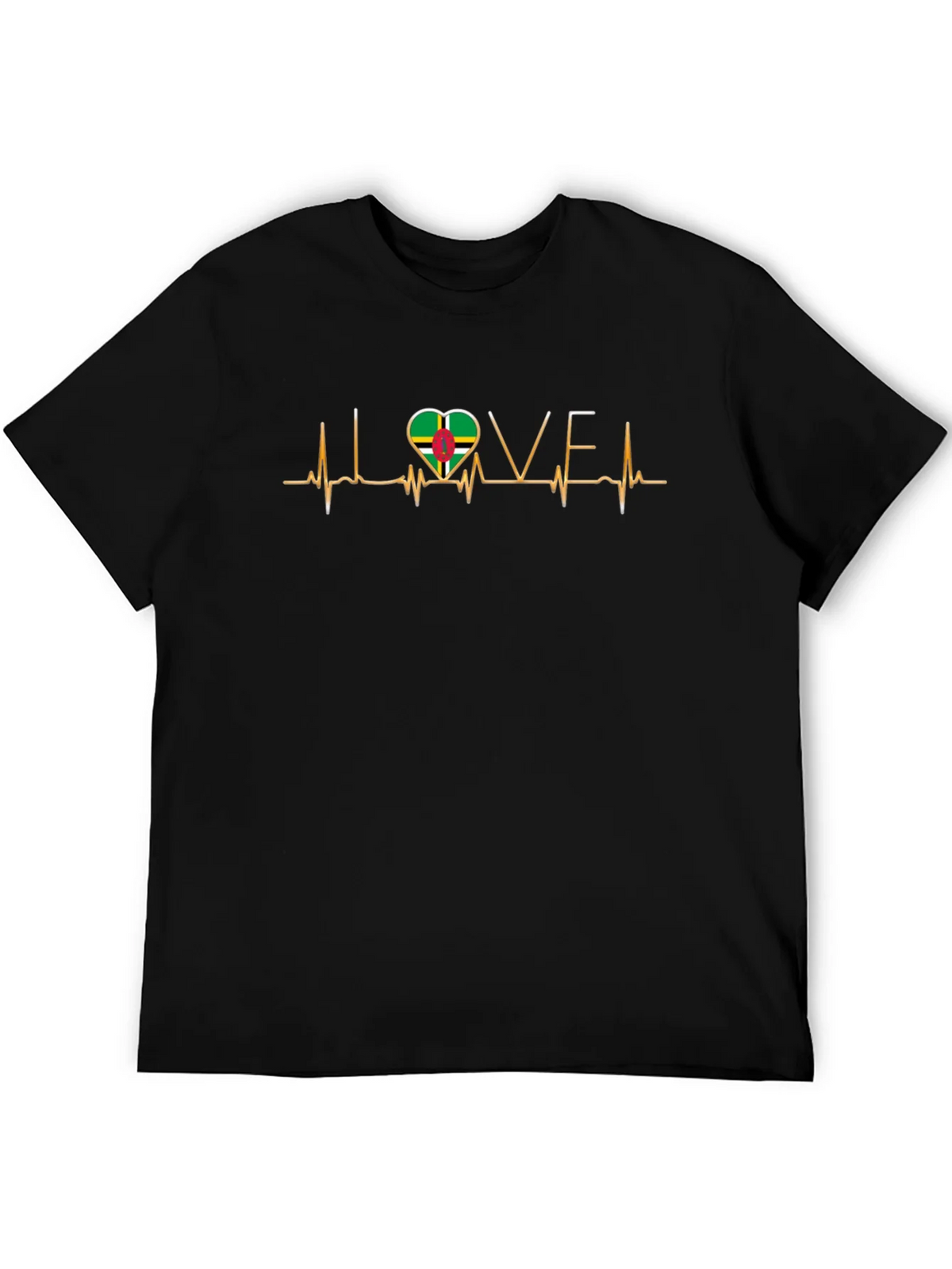 I Love Dominica T-Shirt Flag Heartbeat Tee product image 5