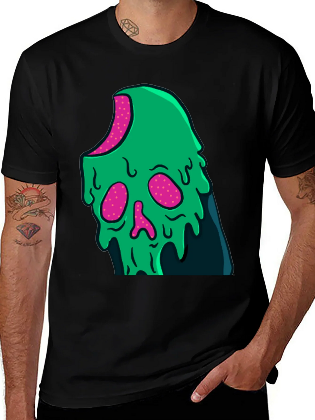 Green Slime Skull Graphic Tee - Cool Casual Style product image 1