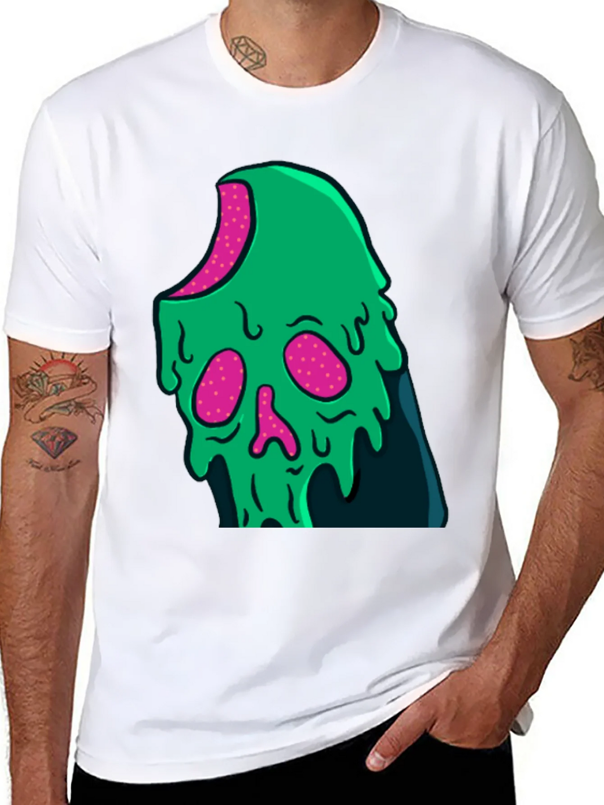 Green Slime Skull Graphic Tee - Cool Casual Style product image 7