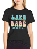 Lake Babe Graphic T-Shirt - Black Cotton Tee product image 1