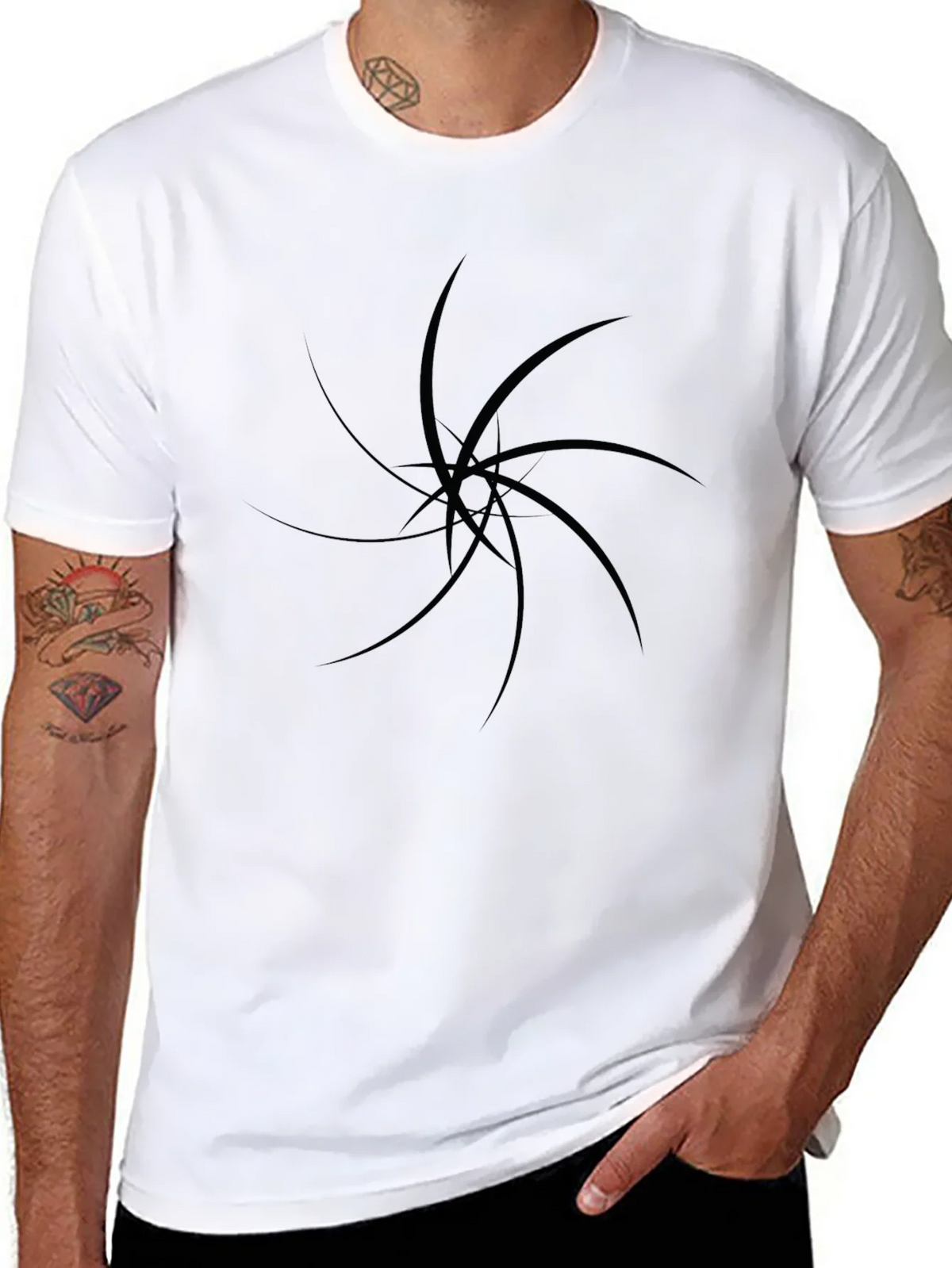 Mens Black Graphic Tee - Abstract Design product image 7