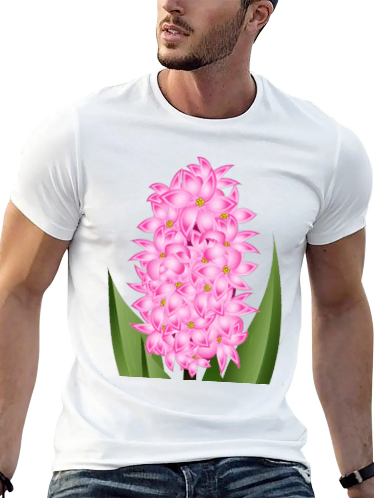 Pink Hyacinth Flower Graphic T-Shirt product image 12
