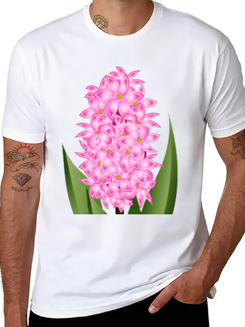 Pink Hyacinth Flower Graphic T-Shirt product image 7