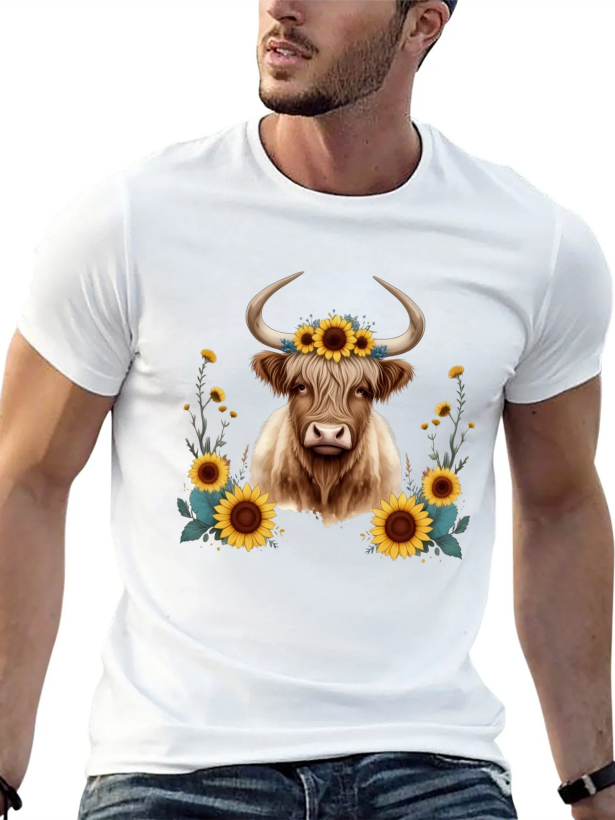Highland Cow Sunflower T-Shirt product image 12