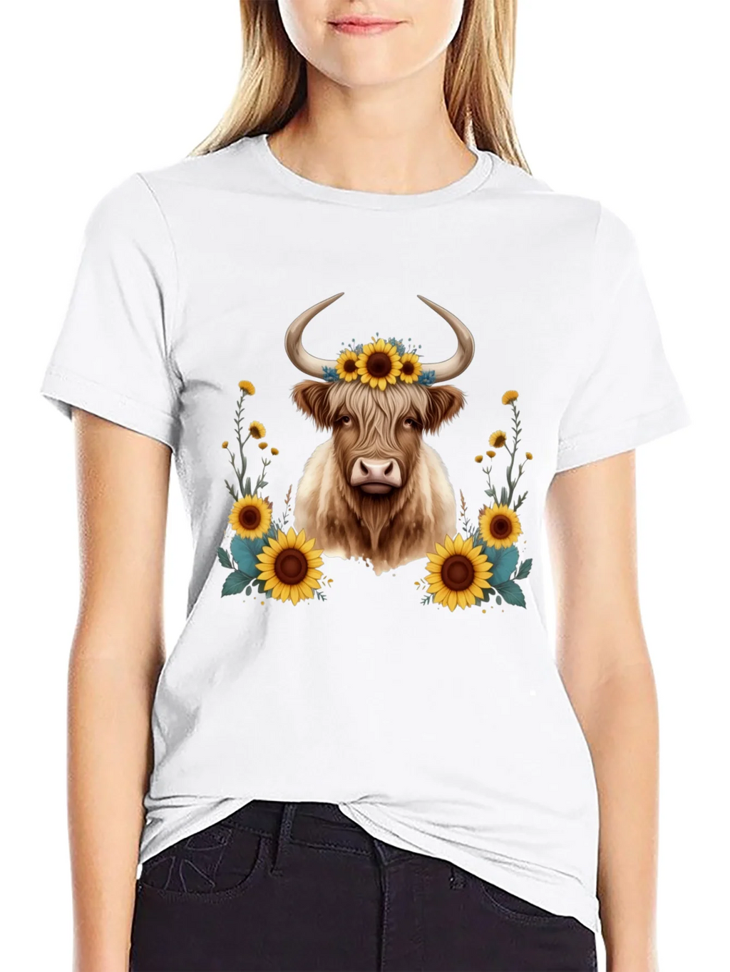 Highland Cow Sunflower T-Shirt product image 8
