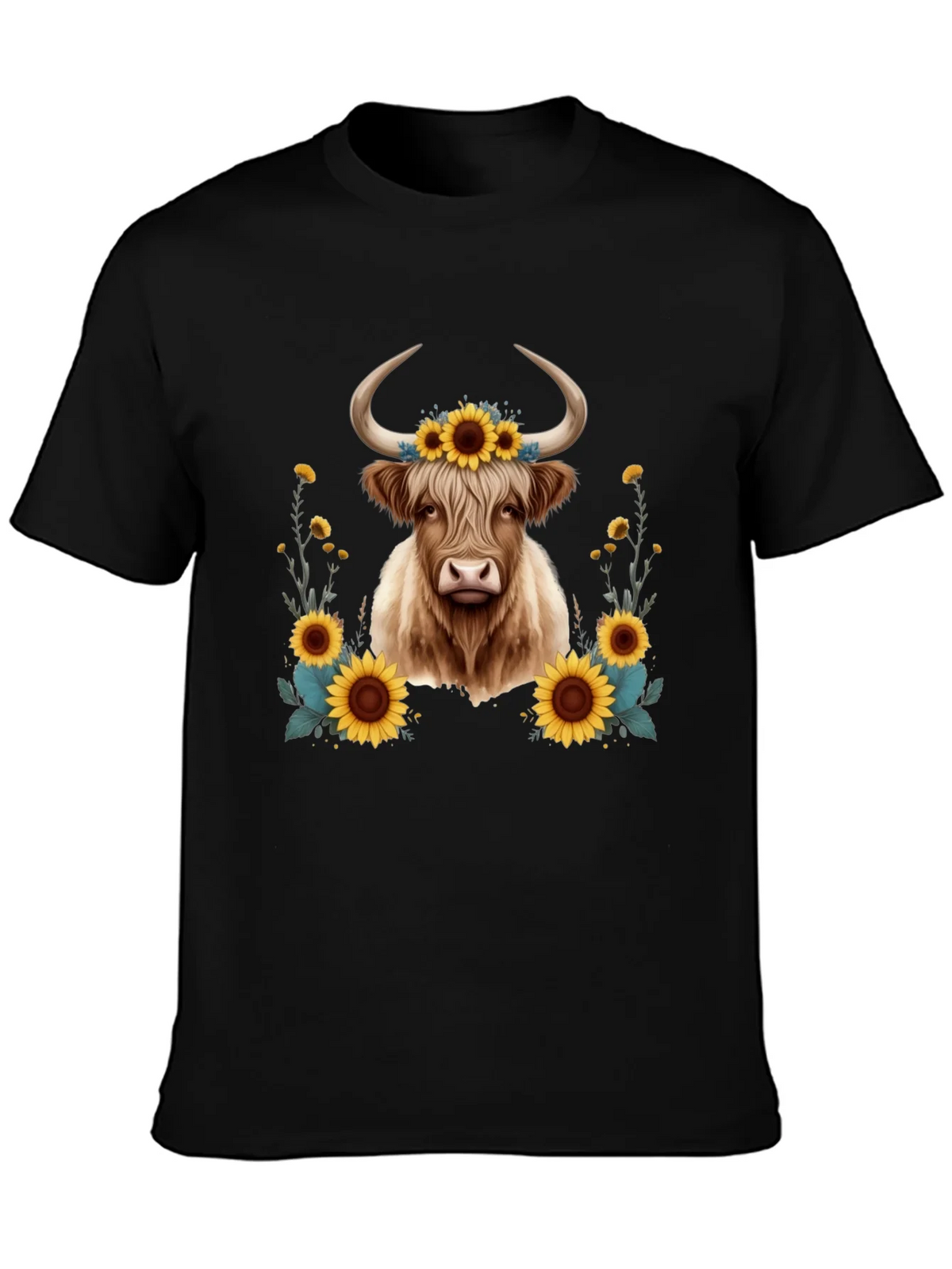 Highland Cow Sunflower T-Shirt product image 3