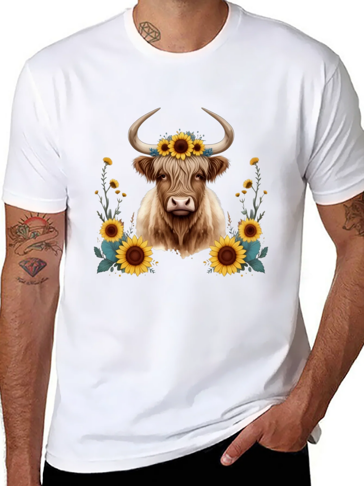 Highland Cow Sunflower T-Shirt product image 7