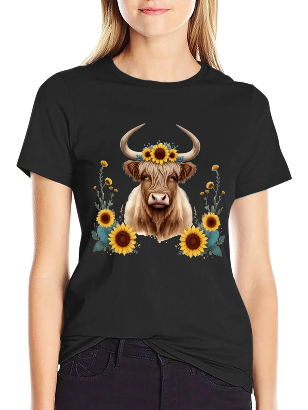 Highland Cow Sunflower T-Shirt product image 2