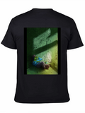 Mens Black Graphic T-Shirt - Alien Room Print product image 1