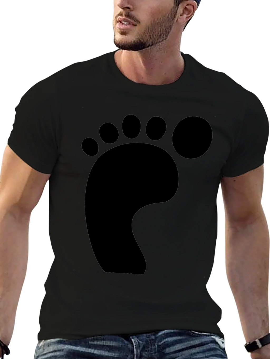 Funky Footprint T-Shirt - Casual Black Tee product image 6
