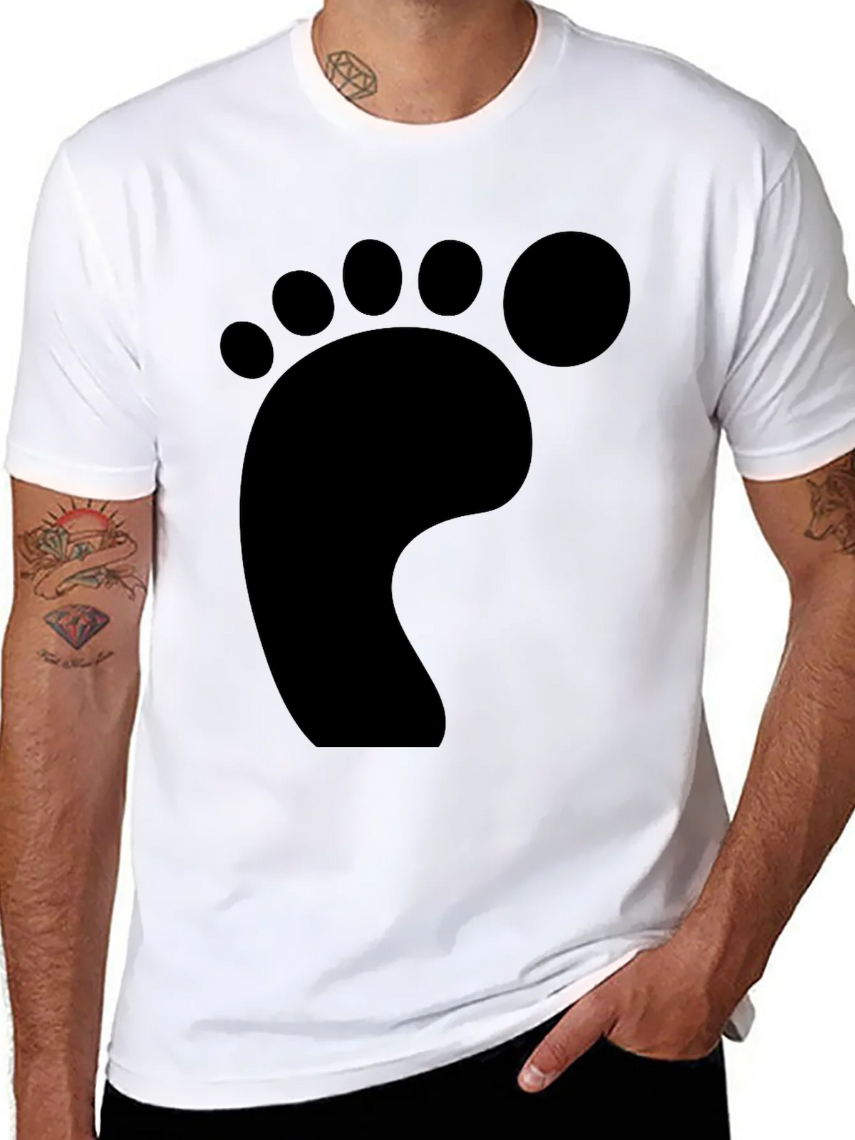 Funky Footprint T-Shirt - Casual Black Tee product image 7