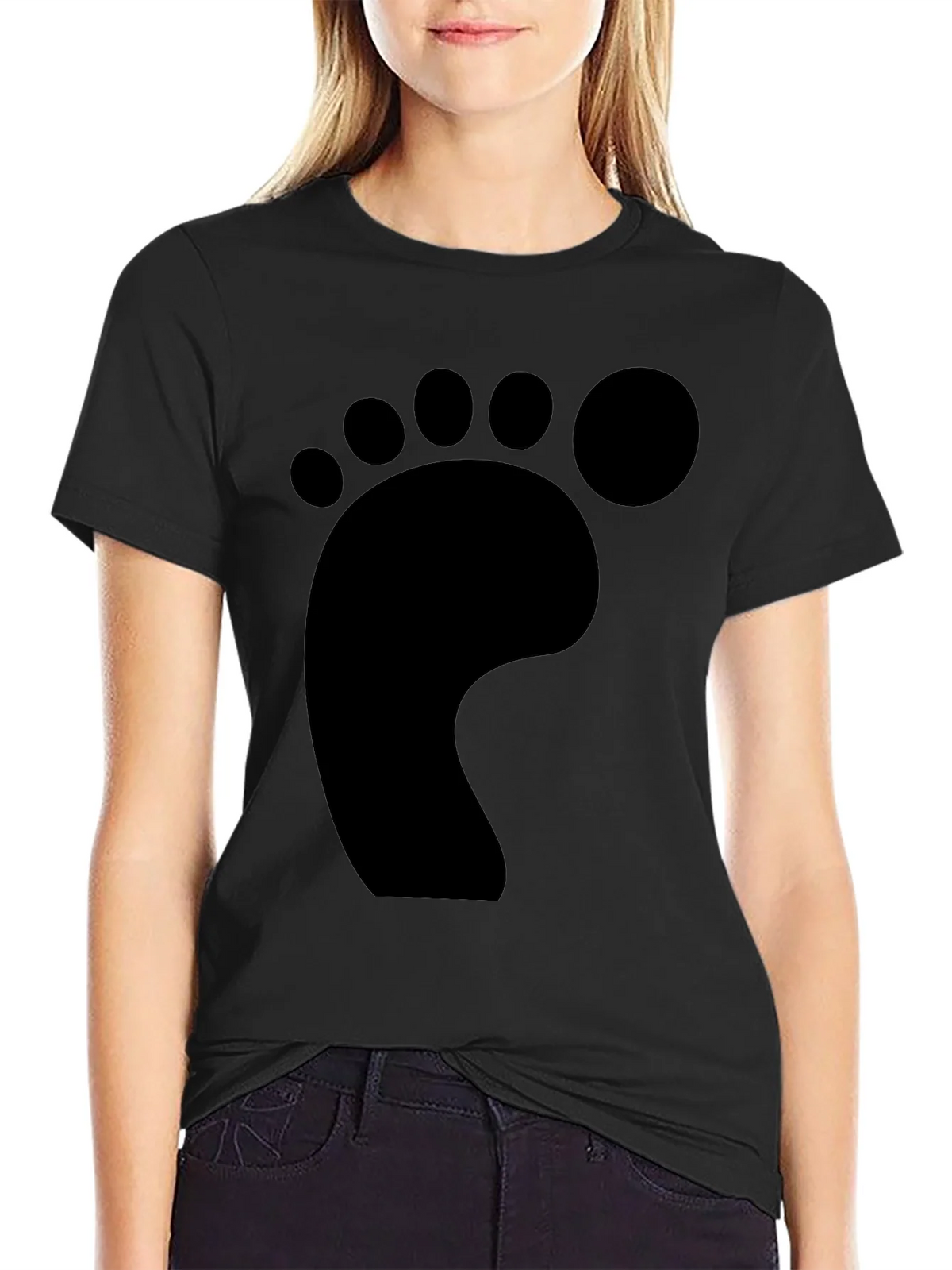 Funky Footprint T-Shirt - Casual Black Tee product image 2