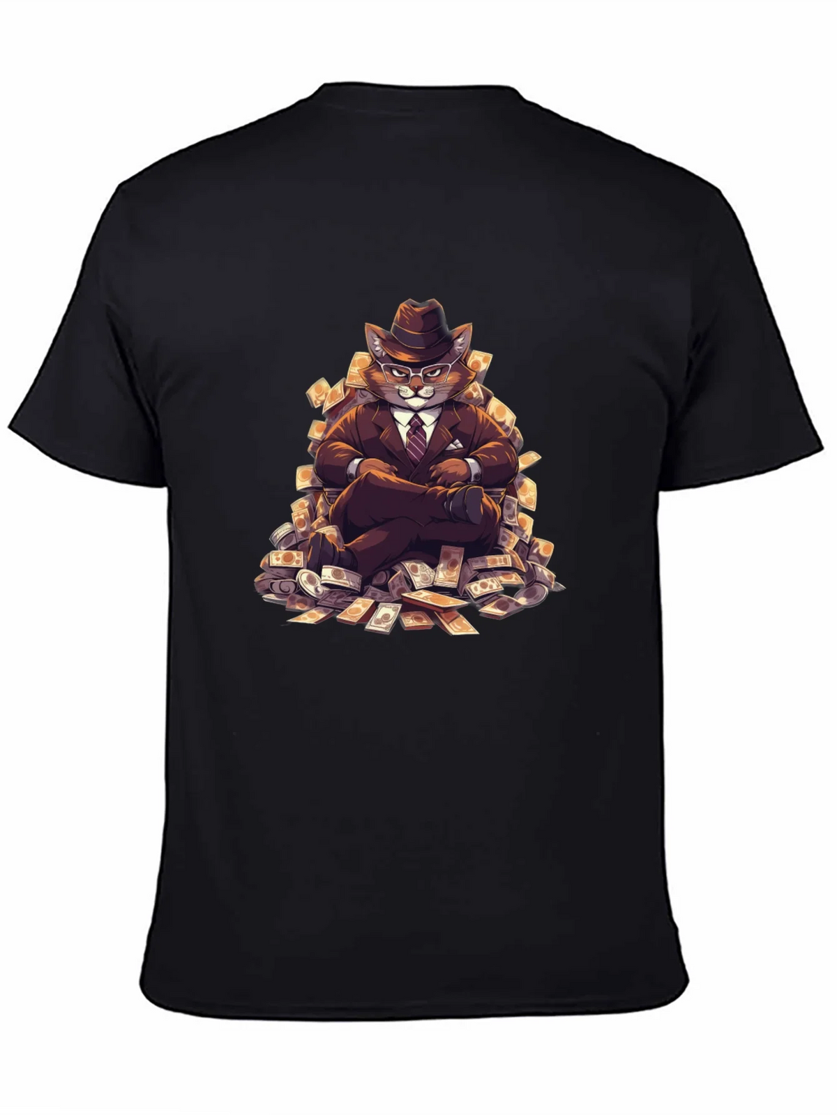 Black T-Shirt with Cat Boss Design product image 3