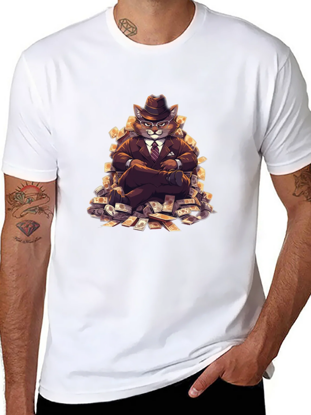 Black T-Shirt with Cat Boss Design product image 5