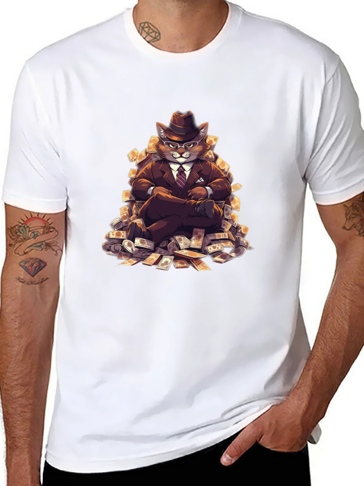 Black T-Shirt with Cat Boss Design product image 5