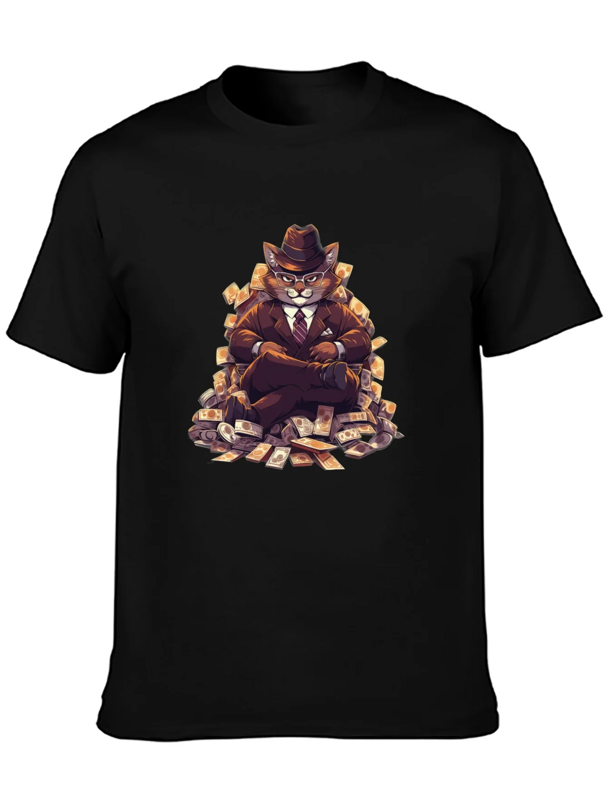 Black T-Shirt with Cat Boss Design product image 2
