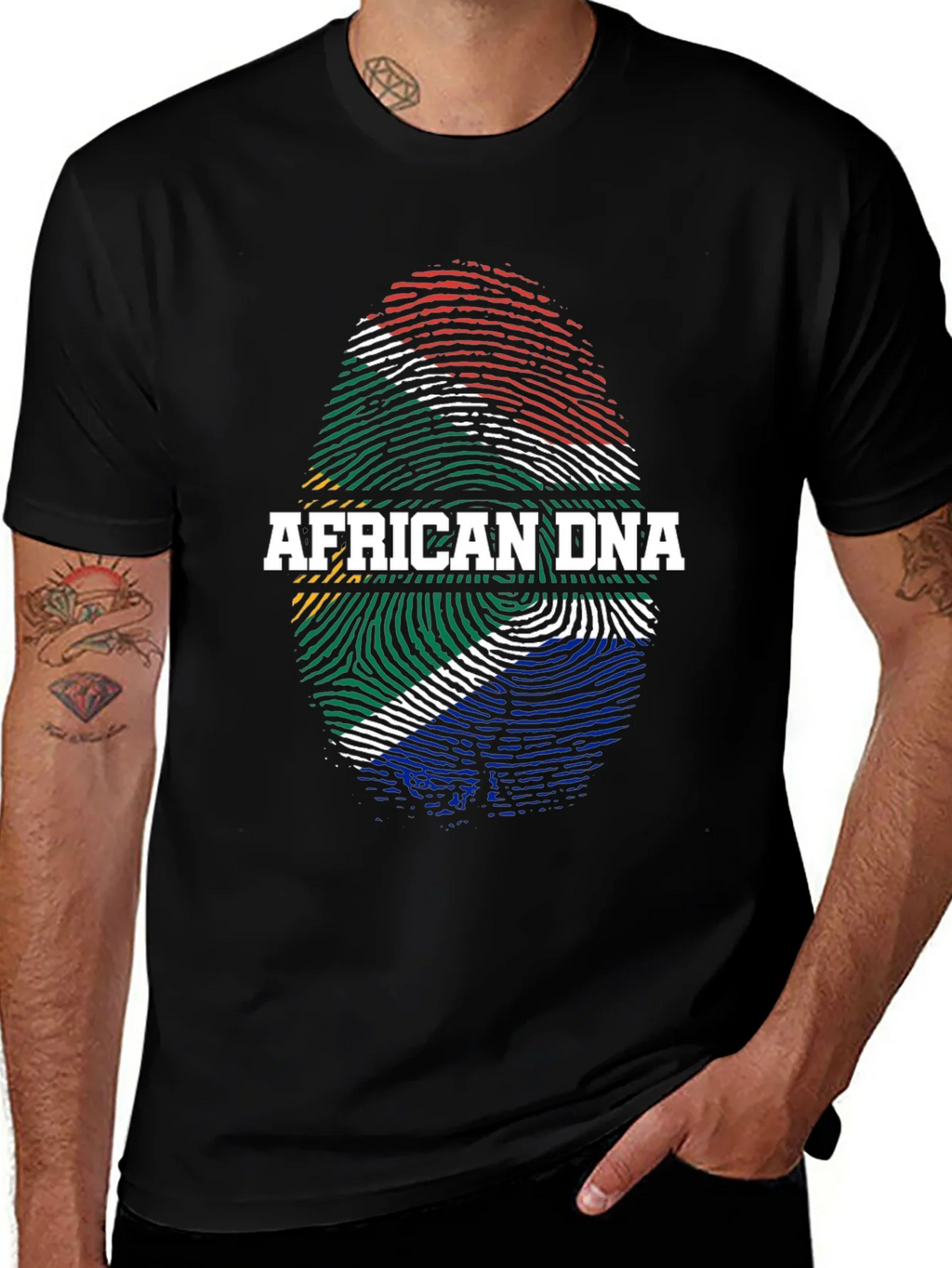 African DNA Flag Fingerprint T-Shirt product image 1