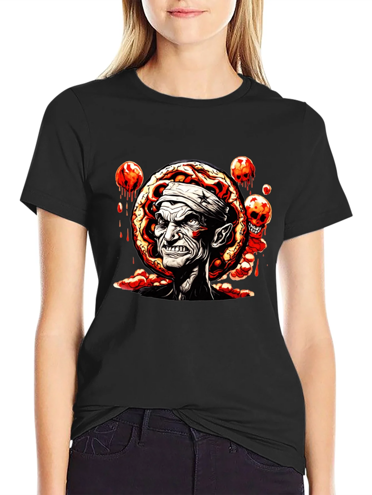 Creepy Zombie Graphic Tee - Black product image 1