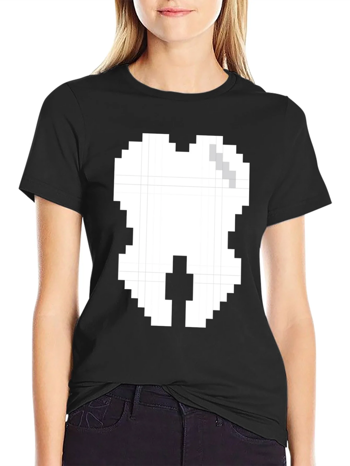 Pixel Tooth Graphic Tee - Black Cotton product image 2