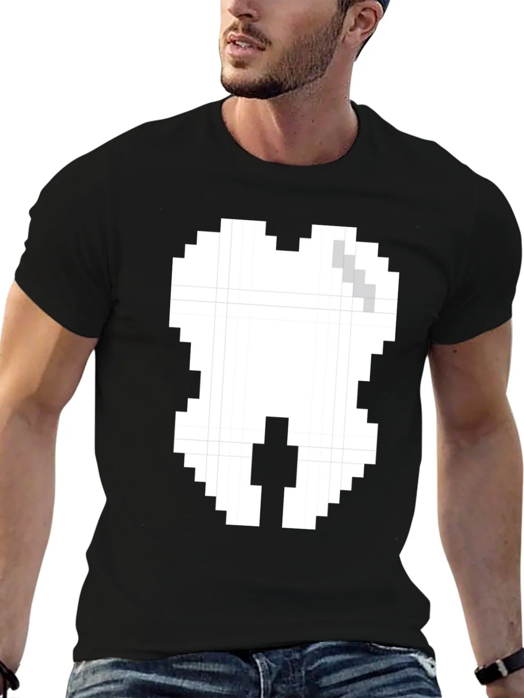 Pixel Tooth Graphic Tee - Black Cotton product image 6