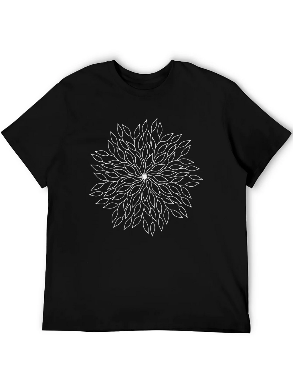 Black T-Shirt with White Leaf Mandala Design product image 5