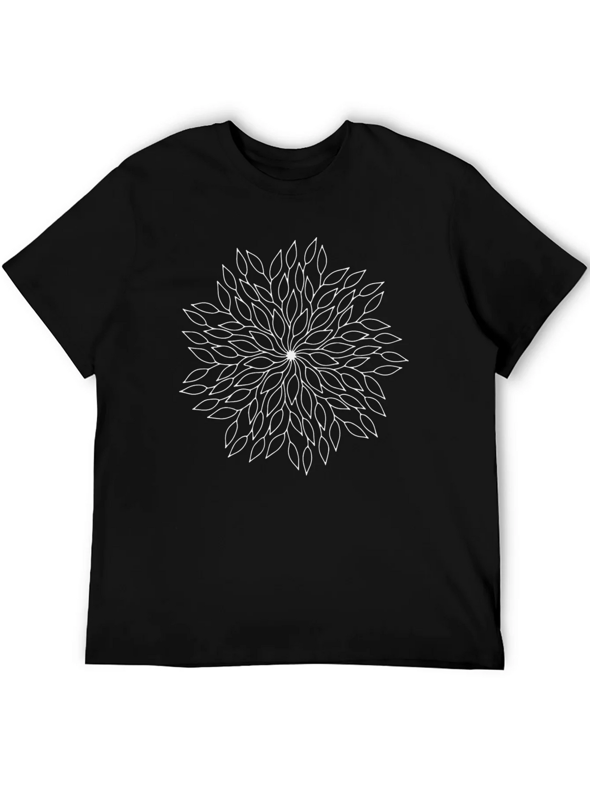 Black T-Shirt with White Leaf Mandala Design product image 5