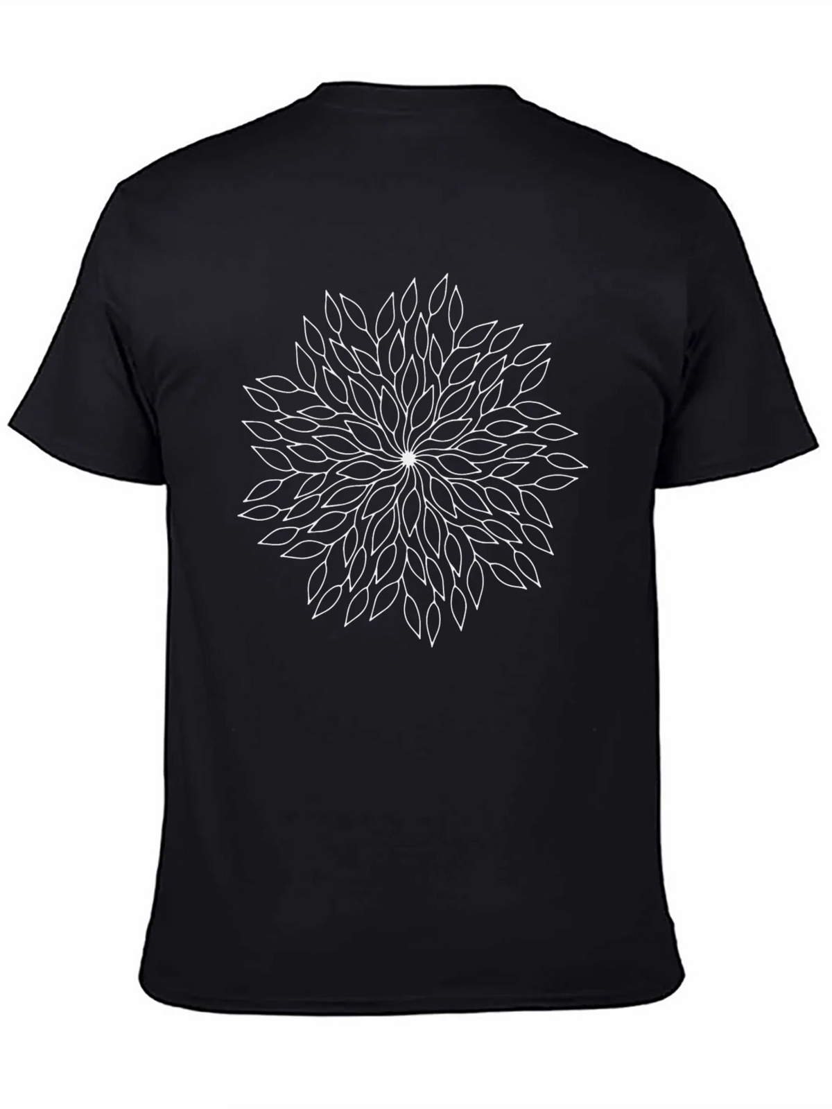 Black T-Shirt with White Leaf Mandala Design product image 4