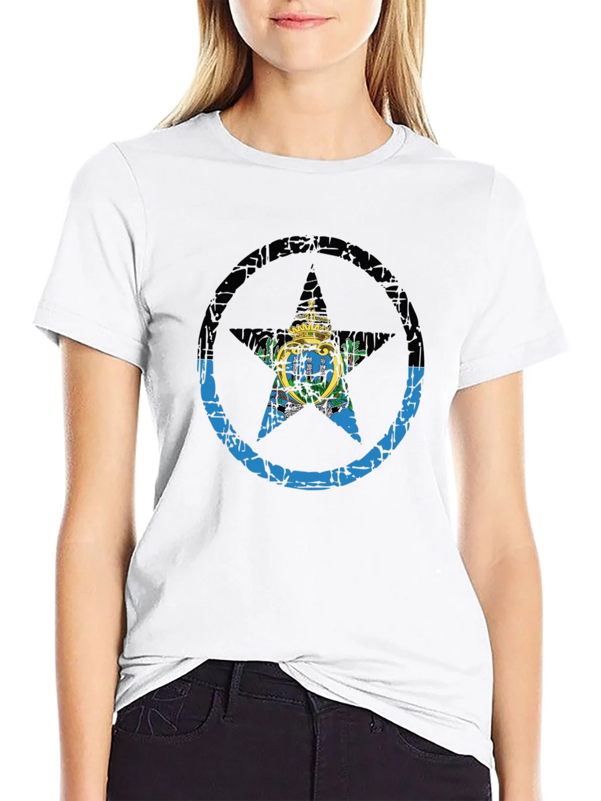 San Marino Flag Star T-Shirt - Distressed Graphic Tee product image 8