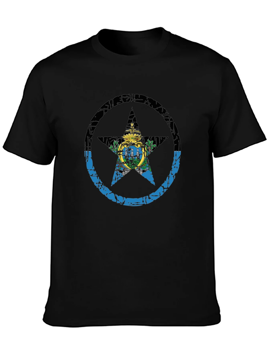 San Marino Flag Star T-Shirt - Distressed Graphic Tee product image 3