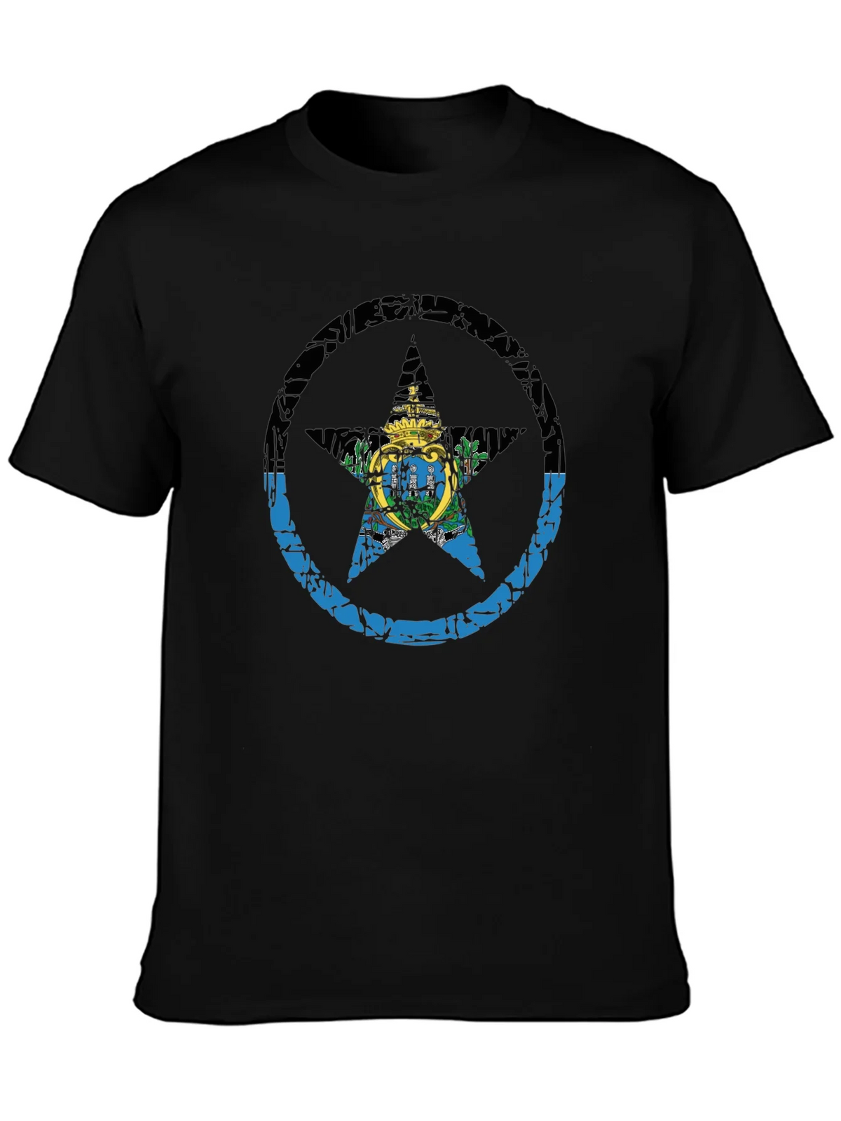 San Marino Flag Star T-Shirt - Distressed Graphic Tee product image 3