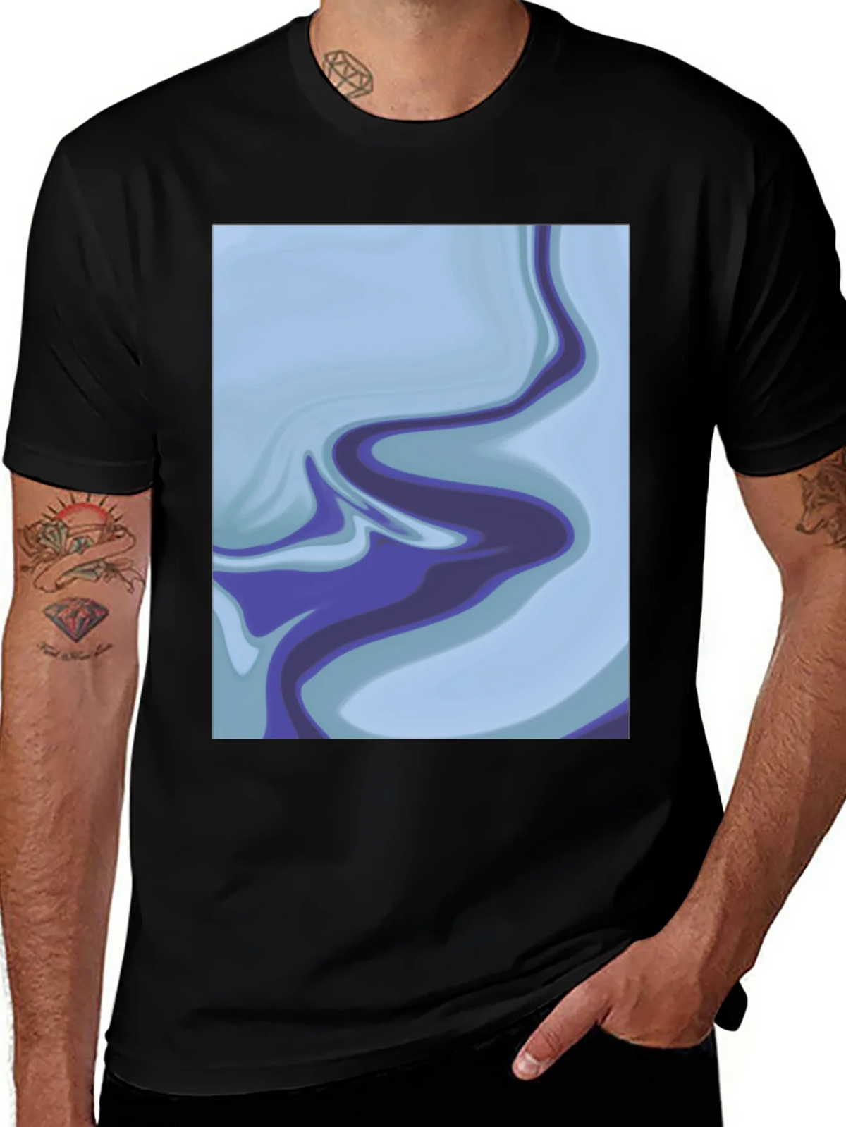 Abstract Marble Swirl Graphic Tee - Soft Black Cotton product image 1