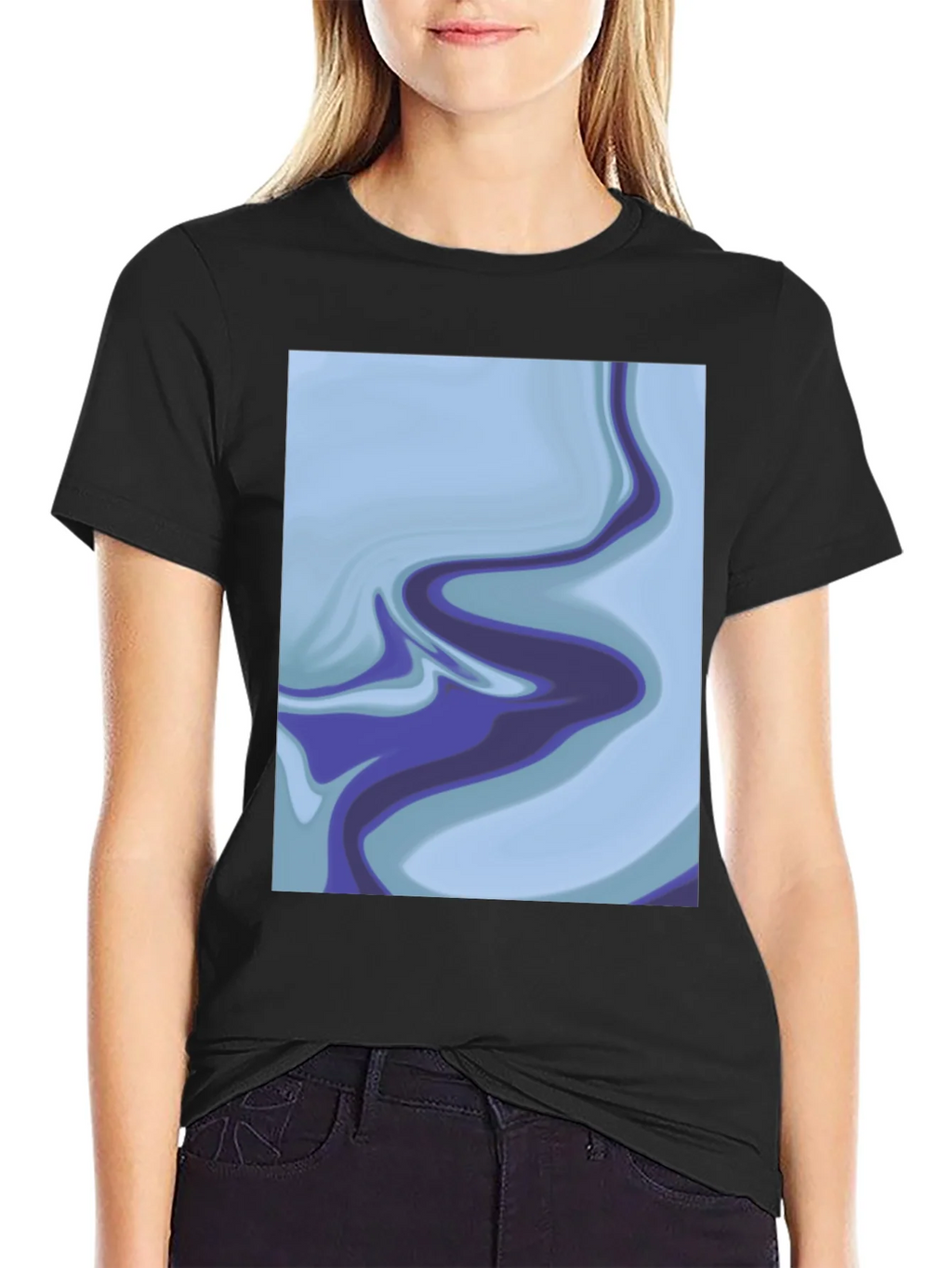 Abstract Marble Swirl Graphic Tee - Soft Black Cotton product image 2