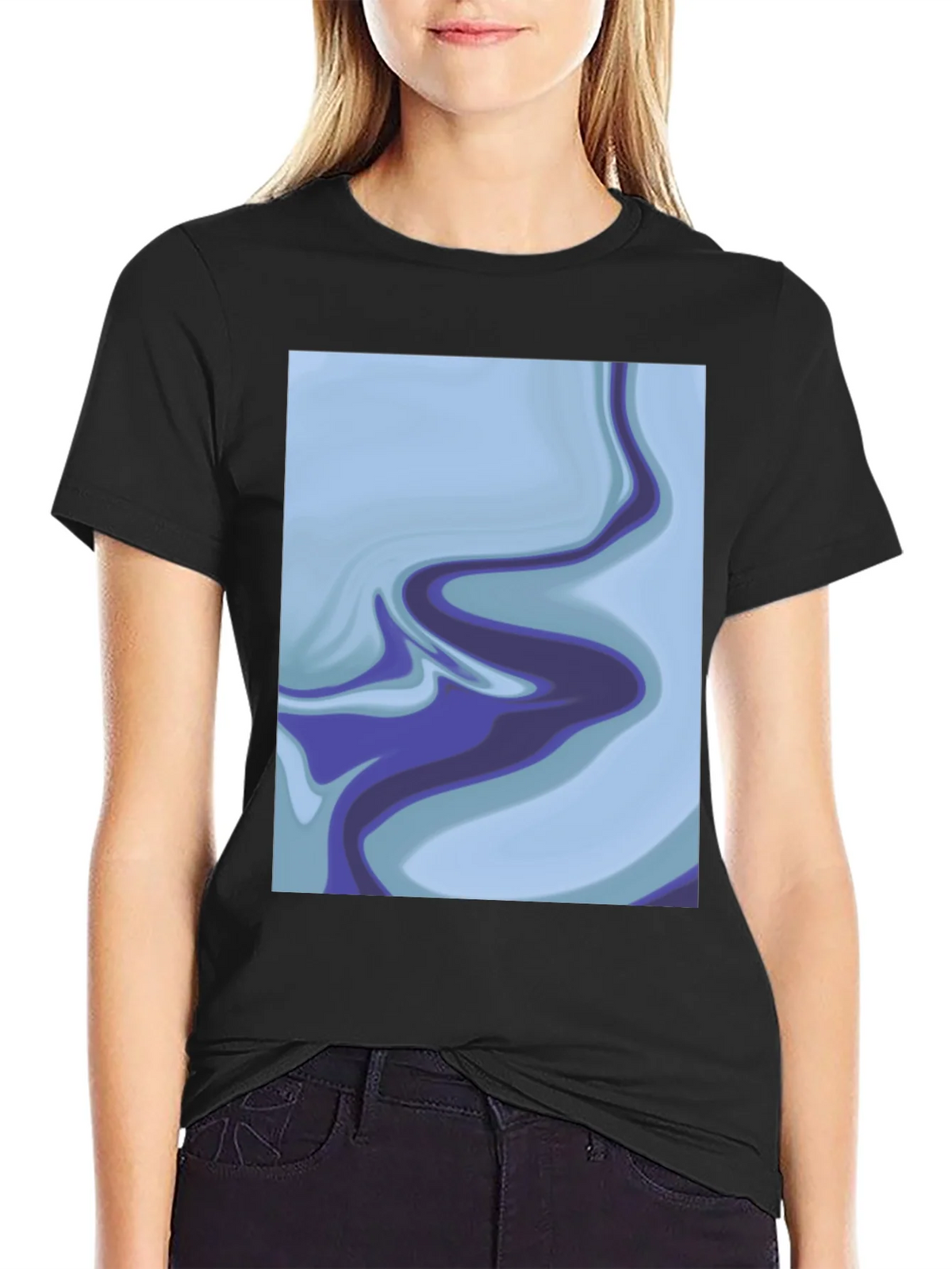 Abstract Marble Swirl Graphic Tee - Soft Black Cotton product image 2