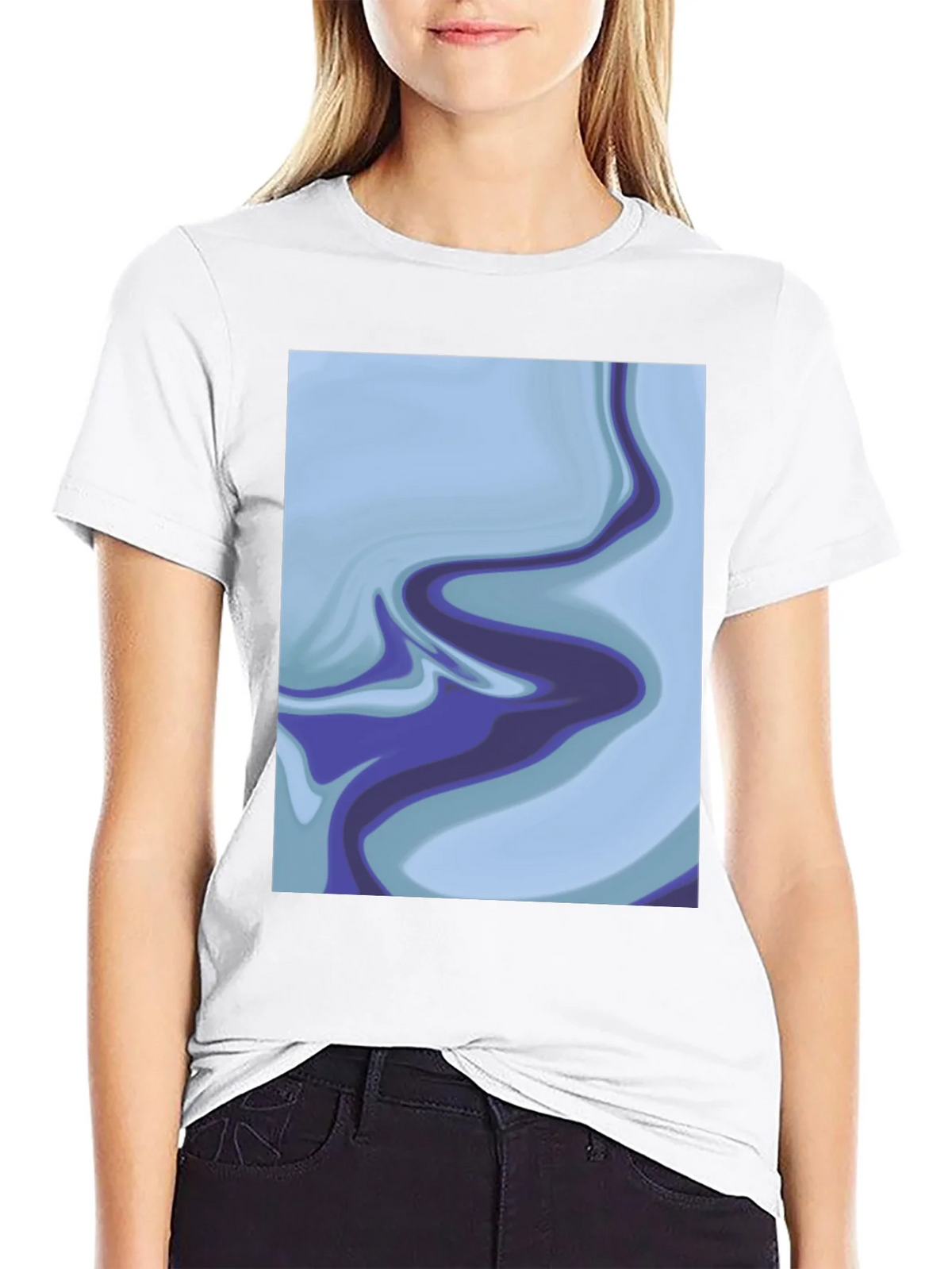 Abstract Marble Swirl Graphic Tee - Soft Black Cotton product image 8