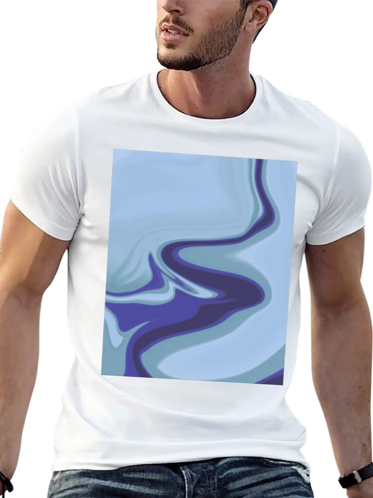 Abstract Marble Swirl Graphic Tee - Soft Black Cotton product image 12