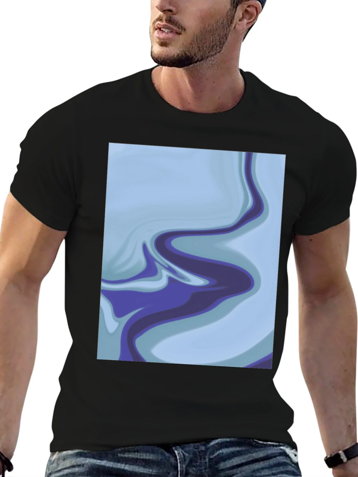 Abstract Marble Swirl Graphic Tee - Soft Black Cotton product image 6