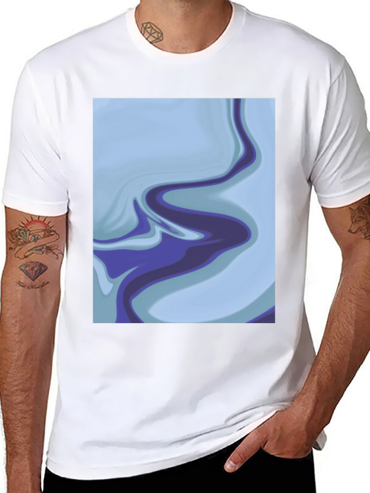 Abstract Marble Swirl Graphic Tee - Soft Black Cotton product image 7