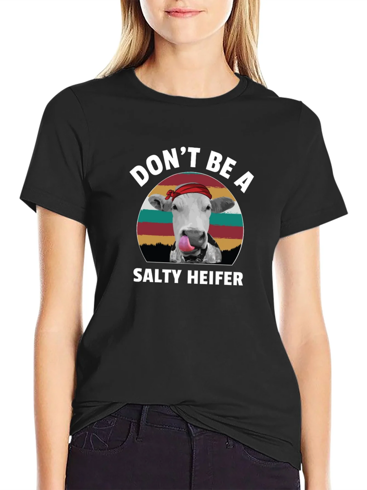Dont Be A Salty Heifer Black T-Shirt product image 2