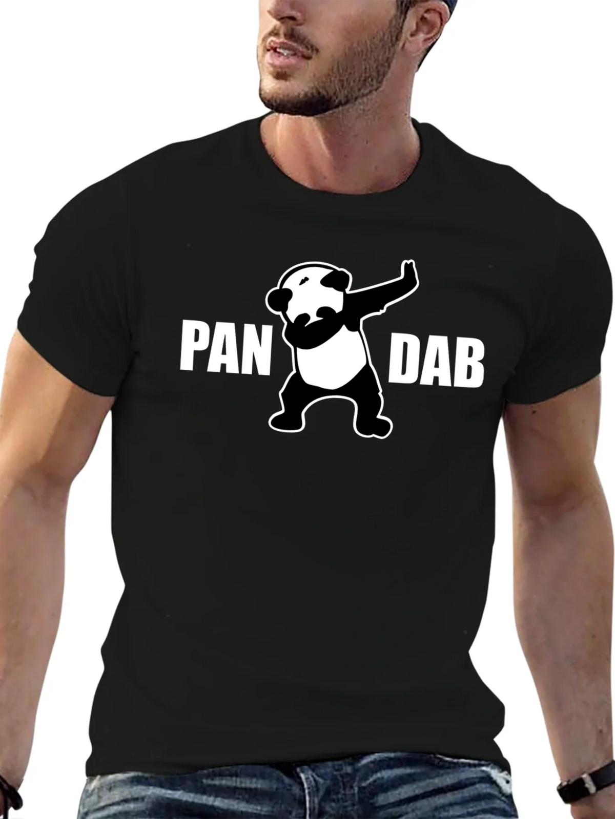 Panda Dab Graphic T-Shirt - Black Crew Neck Tee product image 6