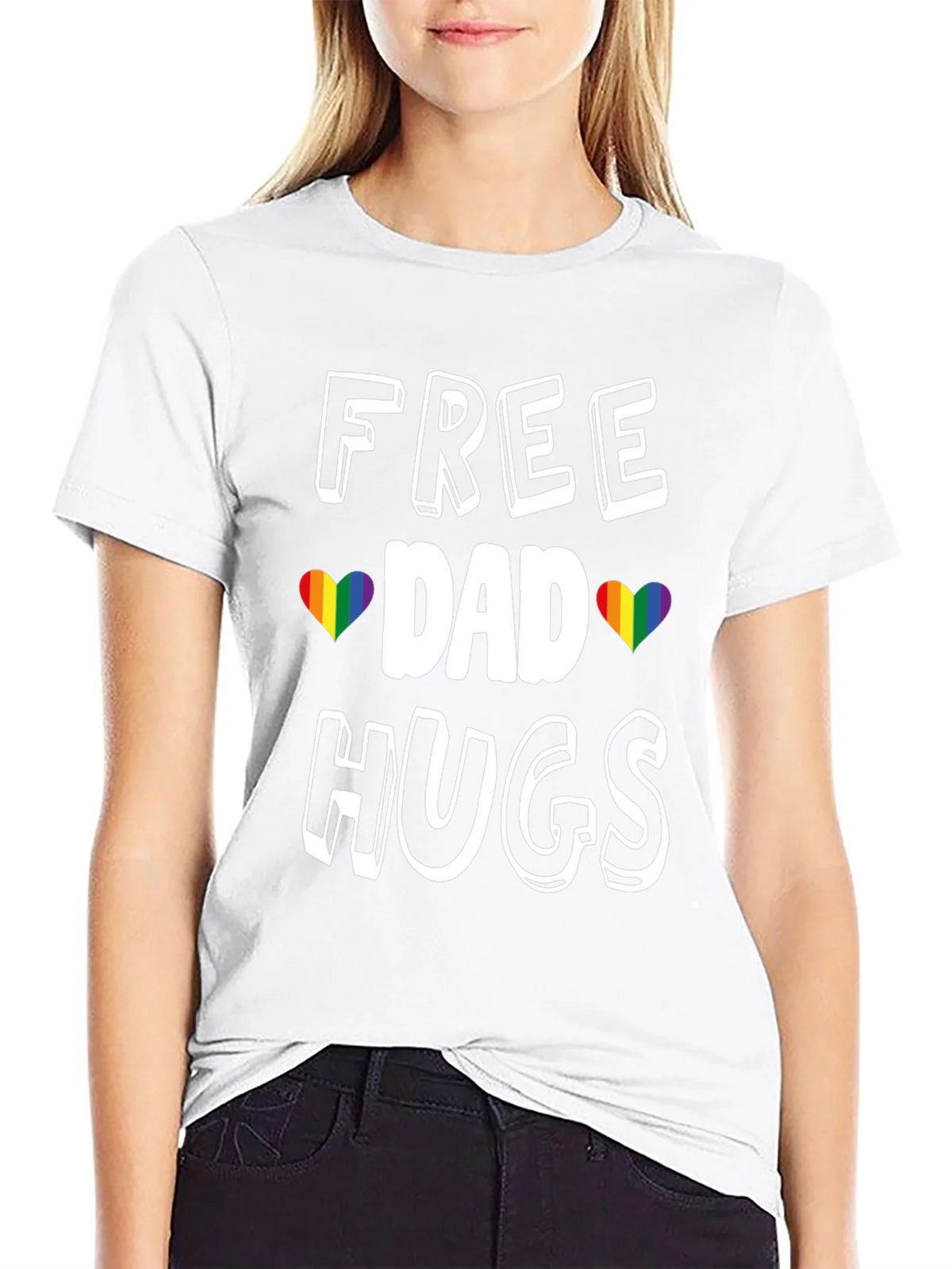 Free Dad Hugs Rainbow Heart Pride T-Shirt product image 1
