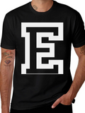 Bold Letter E Graphic Tee - Stylish Black Cotton T-Shirt product image 1