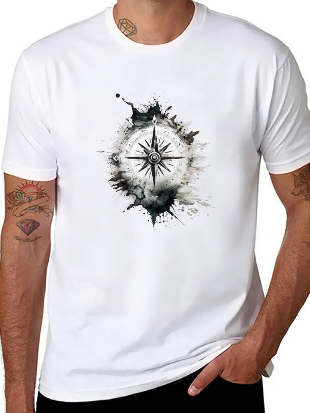 Compass Graphic Tee - Black Cotton Blend product image 4