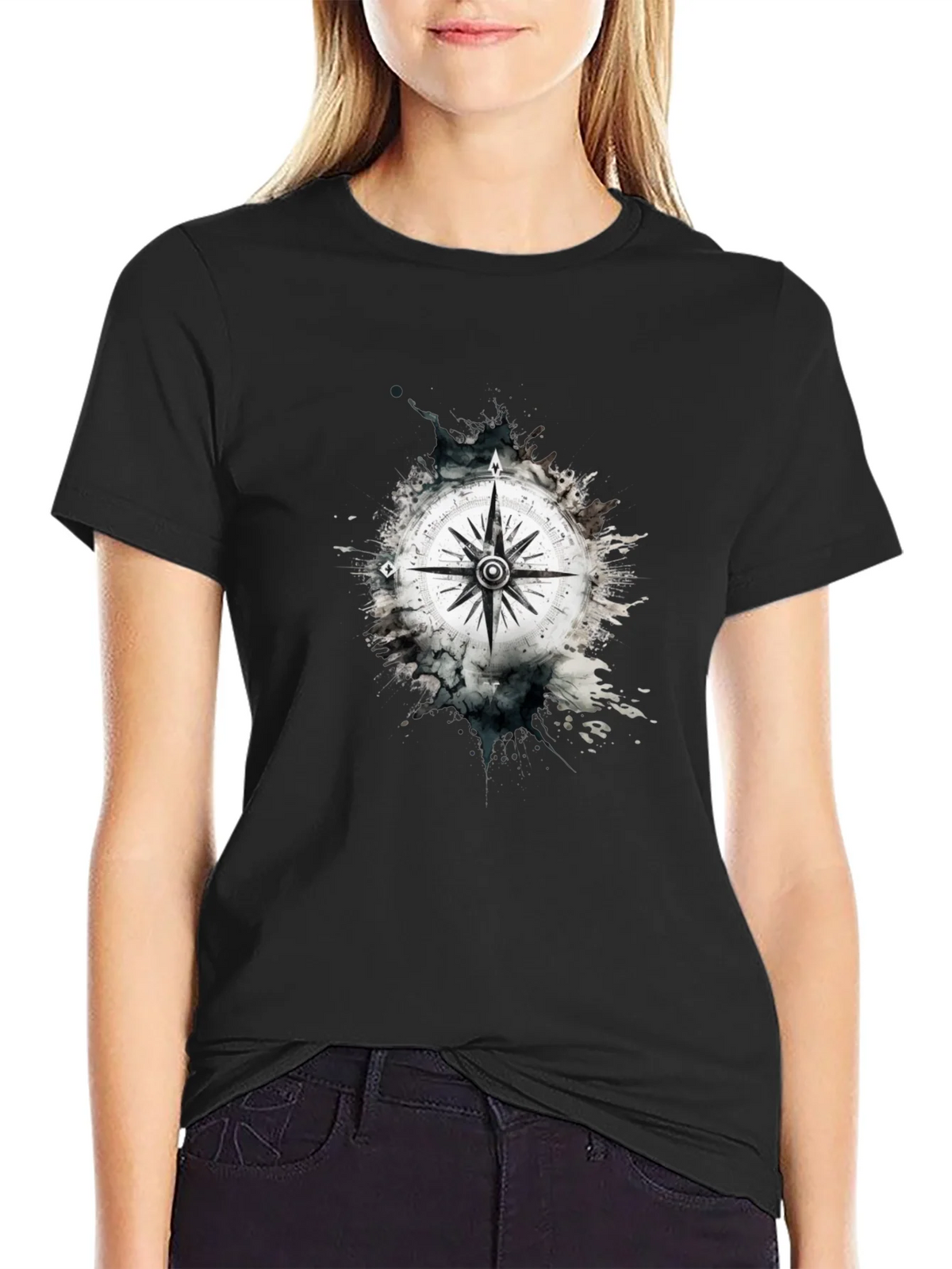 Compass Graphic Tee - Black Cotton Blend product image 1